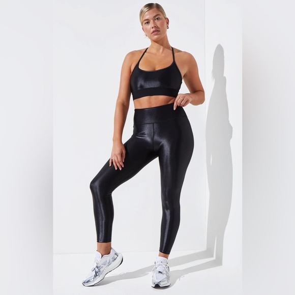 Noli Athletic Brazilian Lycra Fabric Liquid Legging in Black Gloss Size XXL $98 - Picture 1 of 7